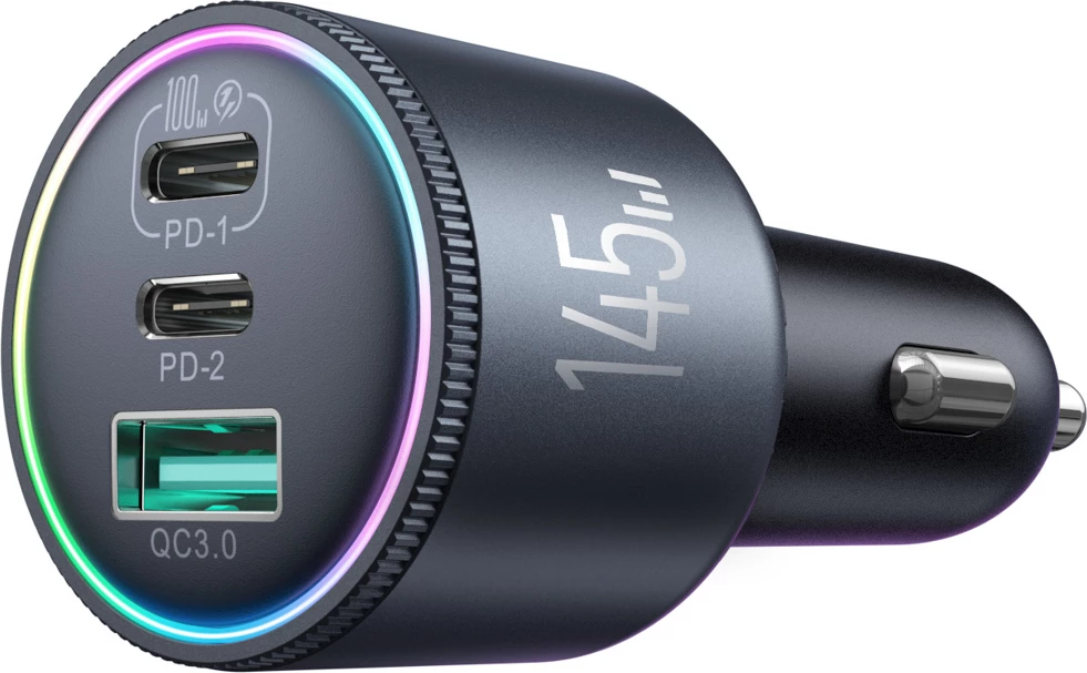 Karikues makine Joyroom JR-CCN07 145W 2xUSB-C + USB-A me kabllo USB-C 100W, gri e errët