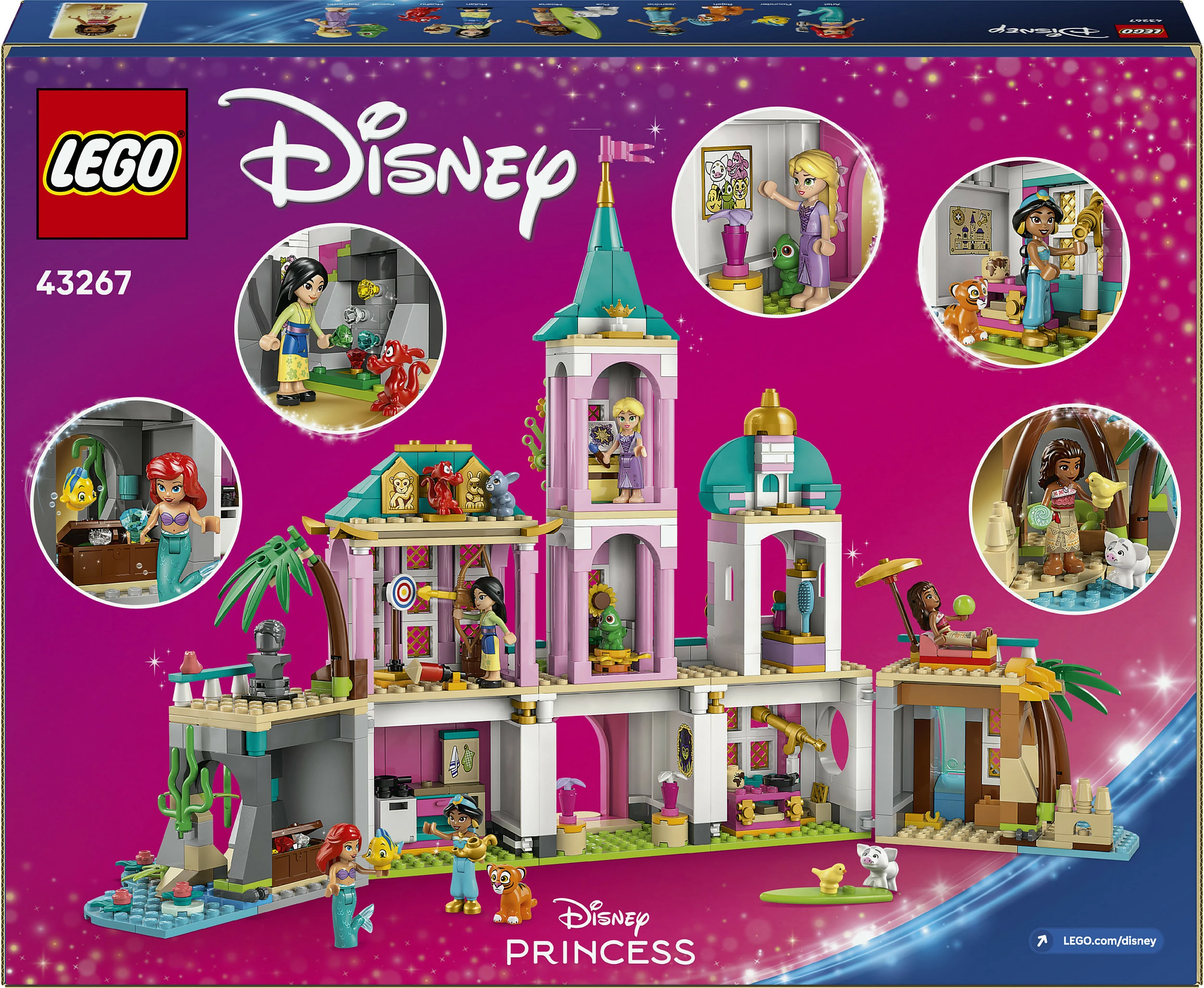 Set ndërtimi LEGO Disney Princess 43267 Princess Castle & Royal Pets, 787 copë, shumëngjyrësh