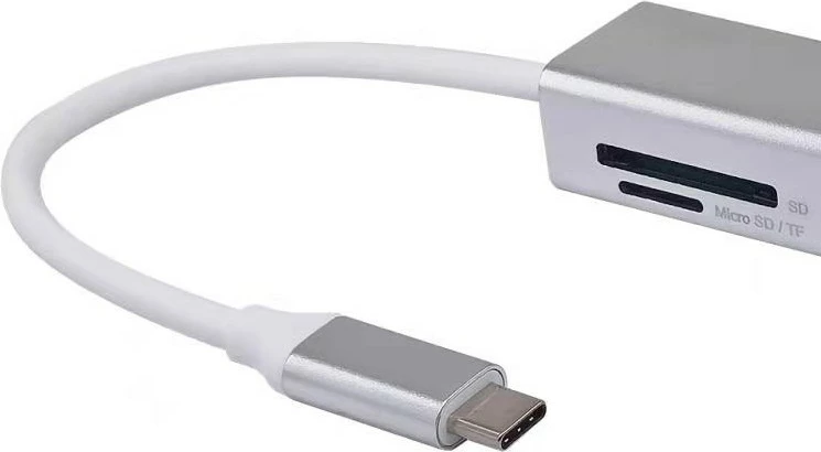 Adapter USB-C 5-n-1 Equip, HDMI 4K, 2x USB 3.2, Lexues kartelash, argjendtë