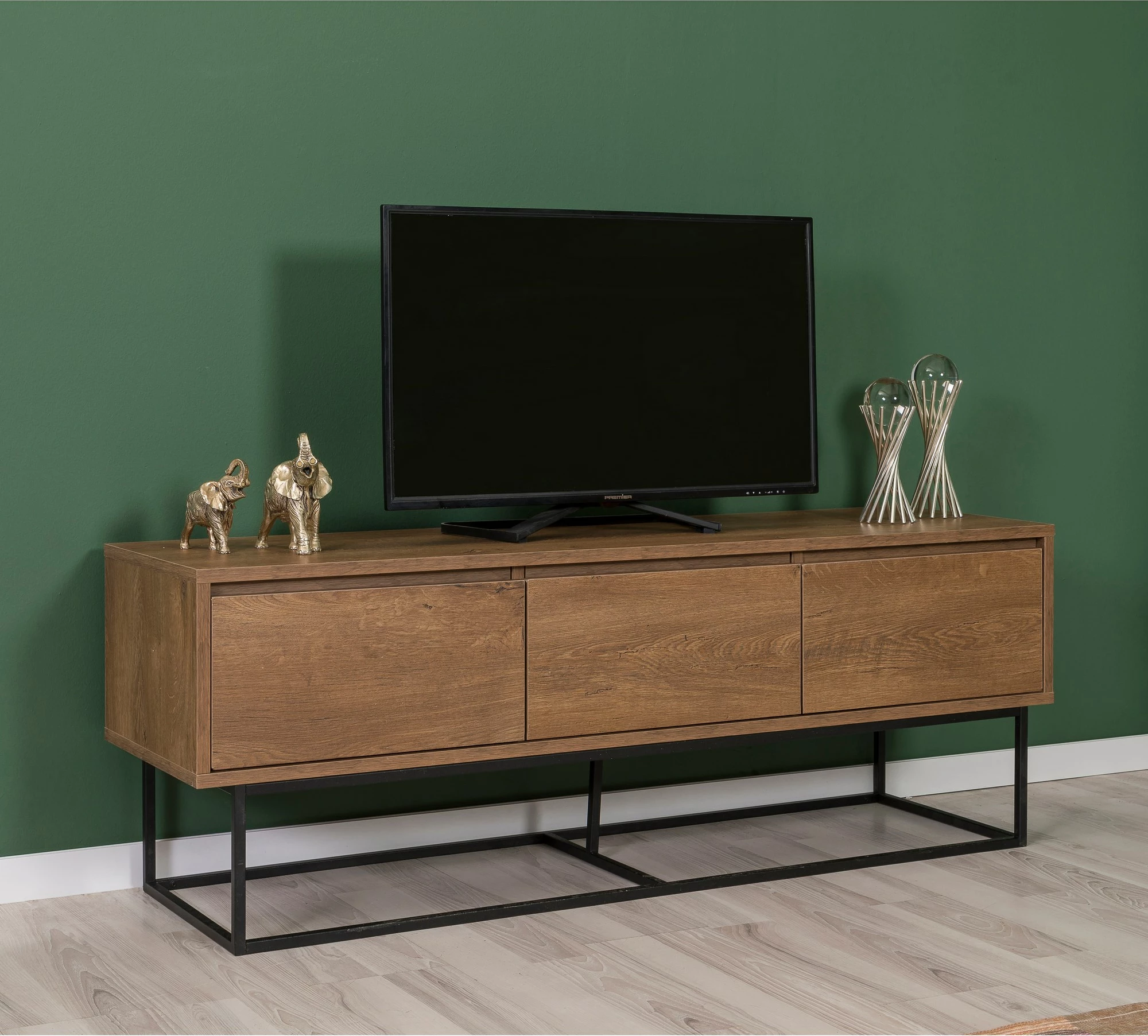 Set mobiljesh për dhomë dite, ngjyrë arre dhe e zezë, Skye Decor, Laxus Takım 17