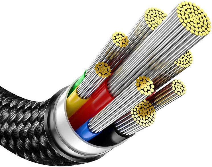 Kabllo USB-C në USB-C Baseus Tungsten Gold, 1.5m, 100W, e zezë