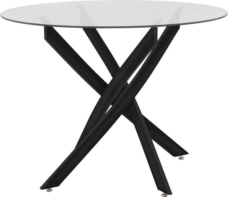 Tavolinë Antoro, xham dhe këmbë metali, ngjyrë e zezë, D80x75cm