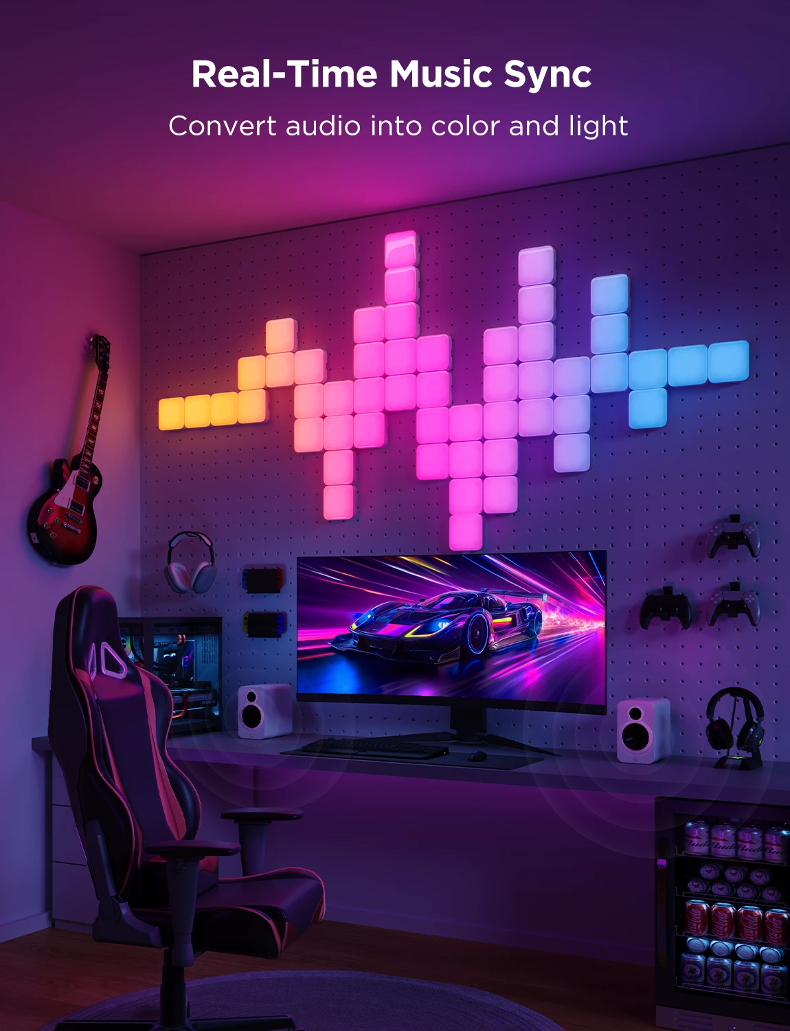 Panel dritash LED smart Govee Mini Panel Lights, RGBIC, Wi‑Fi, Matter, 10 copë