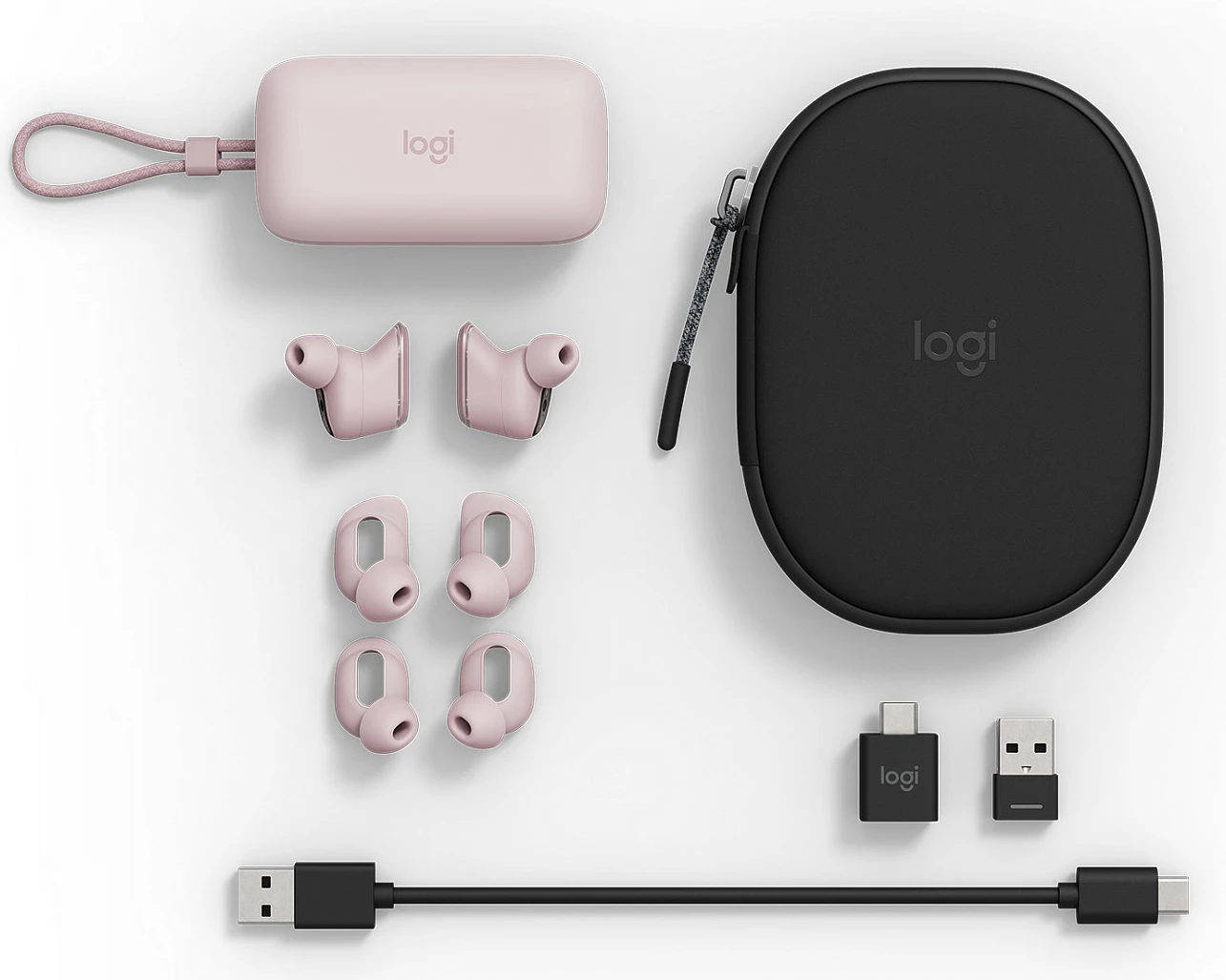 Kufje Logitech Zone True Wireless, Bluetooth 5.0, ANC, Rose