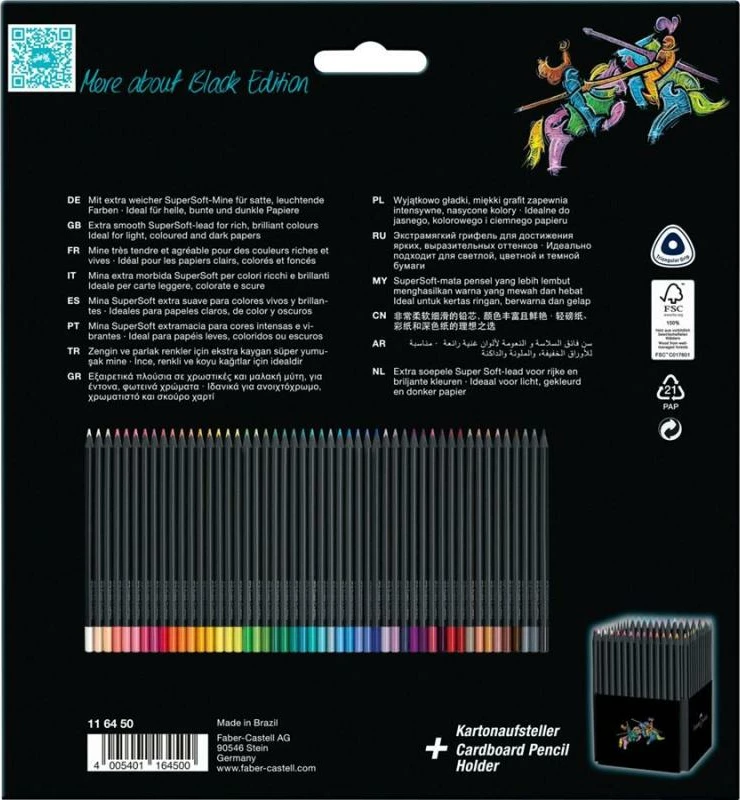 Set lapsa me ngjyra Faber-Castell FC-116450 (FC116450) 50 copë, zi