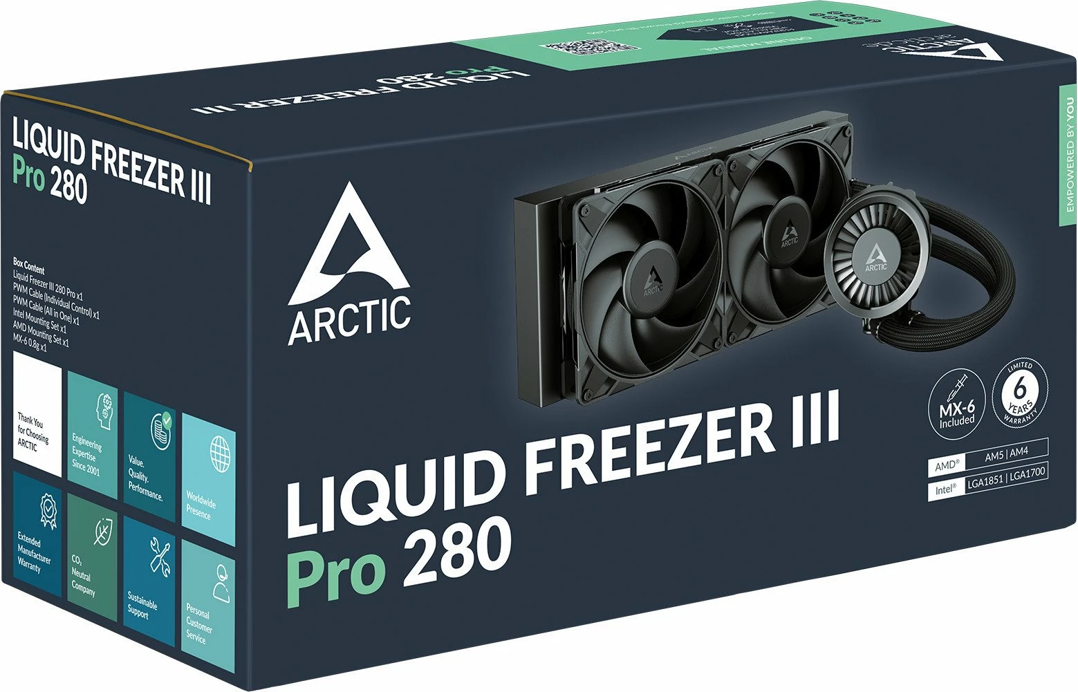 Ftohës me ujë Arctic Liquid Freezer III Pro 280 (ACFRE00179A) 280mm, 2x140mm PWM, AM4/AM5, LGA1700/1851, e zezë