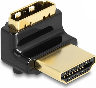 Adapter HDMI DeLOCK mashkull-në-femër 90° lart, 8K 60 Hz, metal, i zi