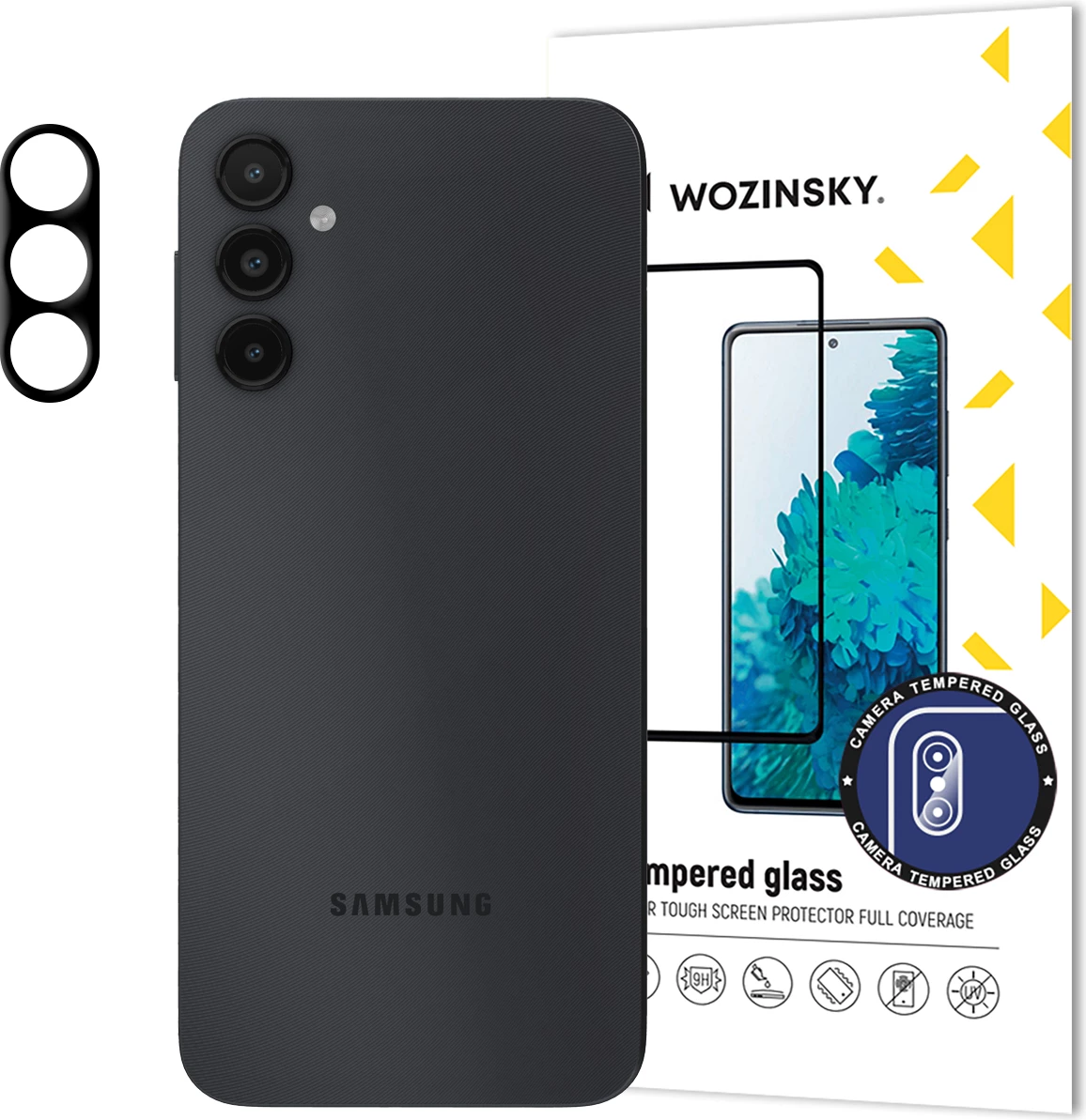 Xham i temperuar për kamerë Wozinsky, për Samsung Galaxy A14 5G / Galaxy A14, 9H, i zi