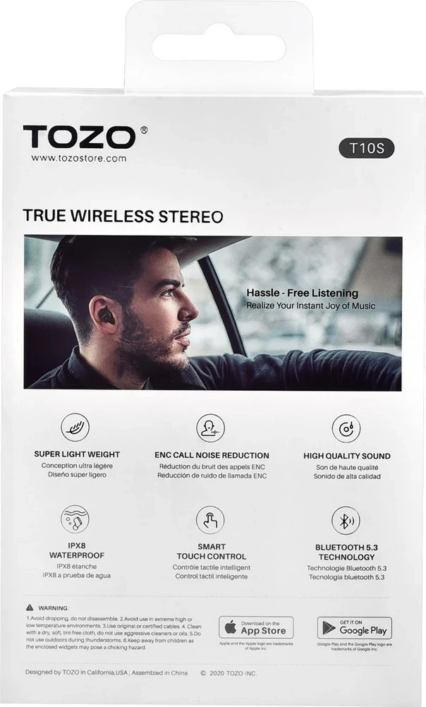 Kufje TOZO T10S True Wireless Stereo (TWS) In-Ear USB Type-C Bluetooth, Zezë