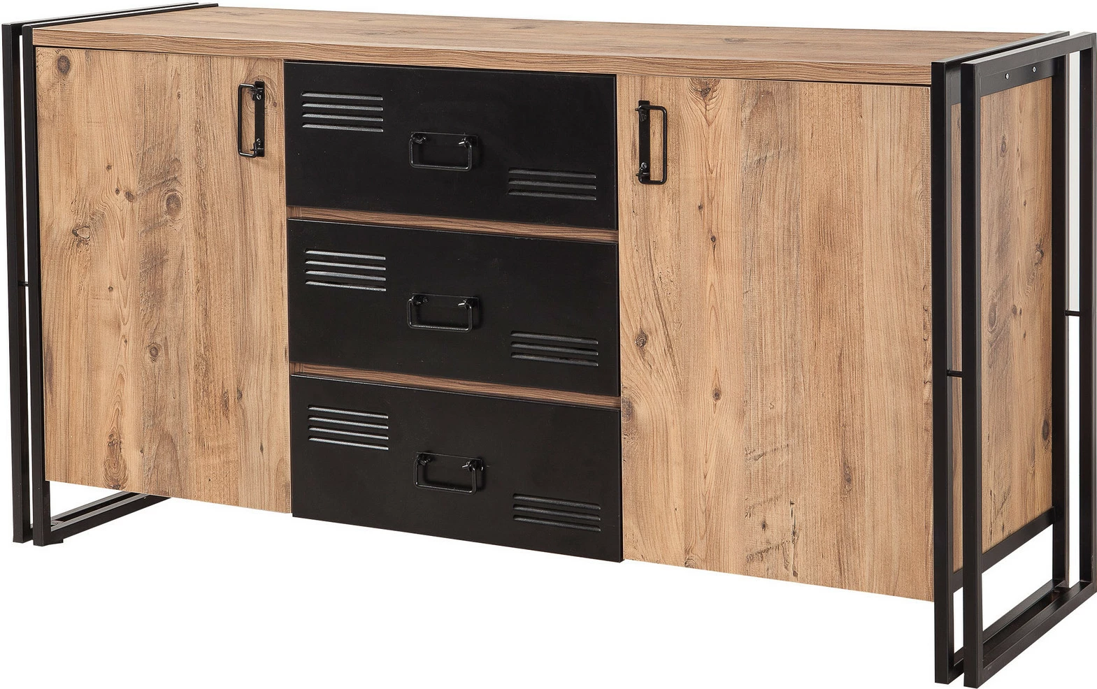 Konsol industrial Skye Decor, ngjyrë Atlantic Pine dhe e zezë, Cosmo Rio