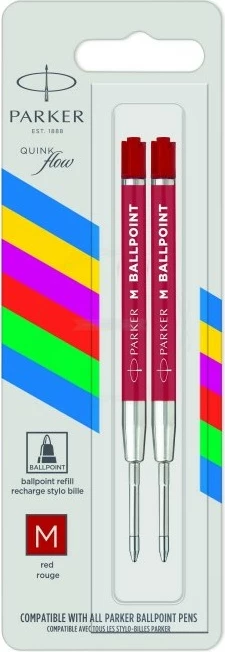 Mbushës stilolapsi Parker Quinkflow, medium, 0.7mm, i kuq, 2 copë