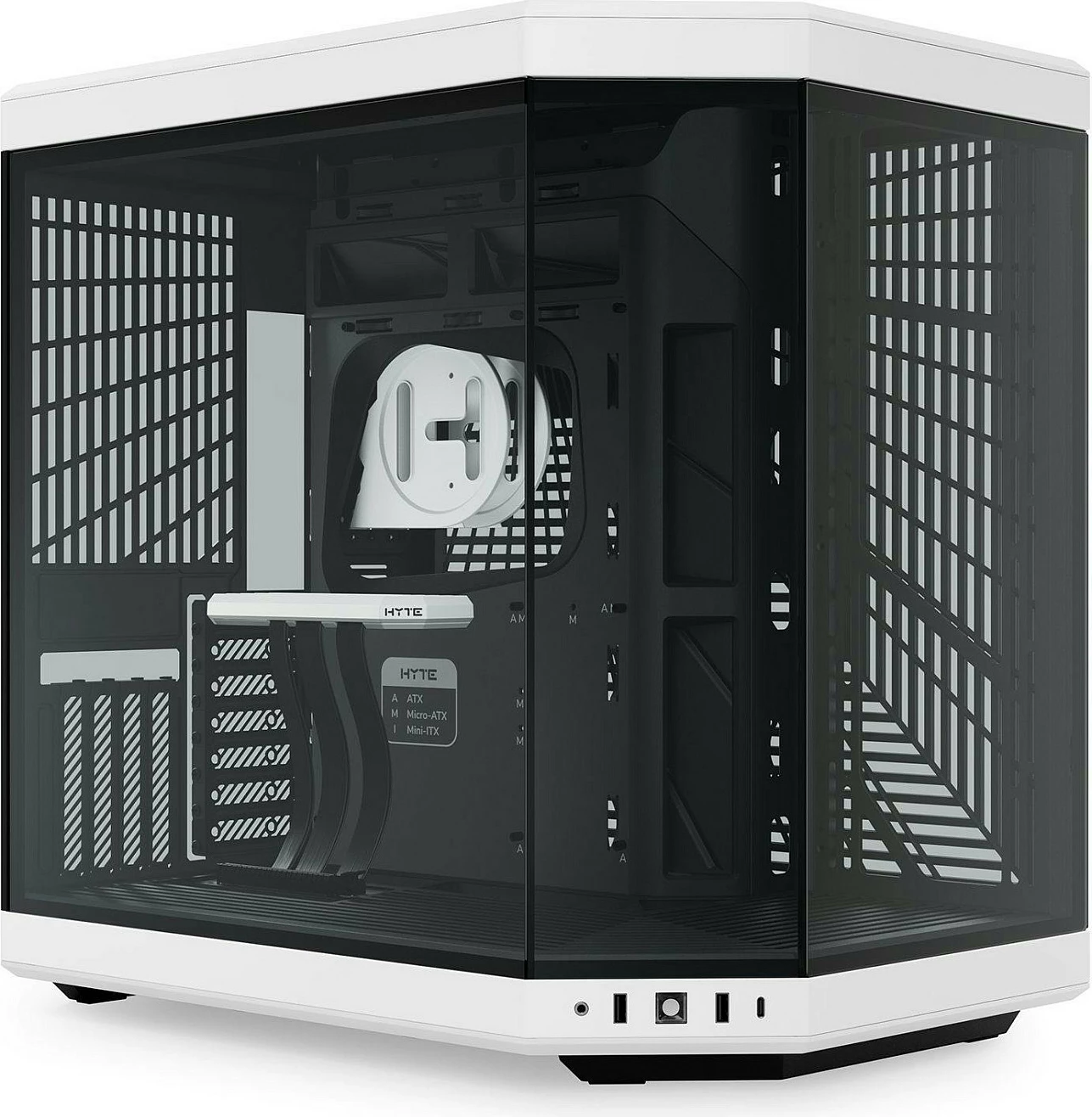 Kasë HYTE Y70, ATX Midi Tower, dy dhoma, xham, USB-C, bardhë/zezë
