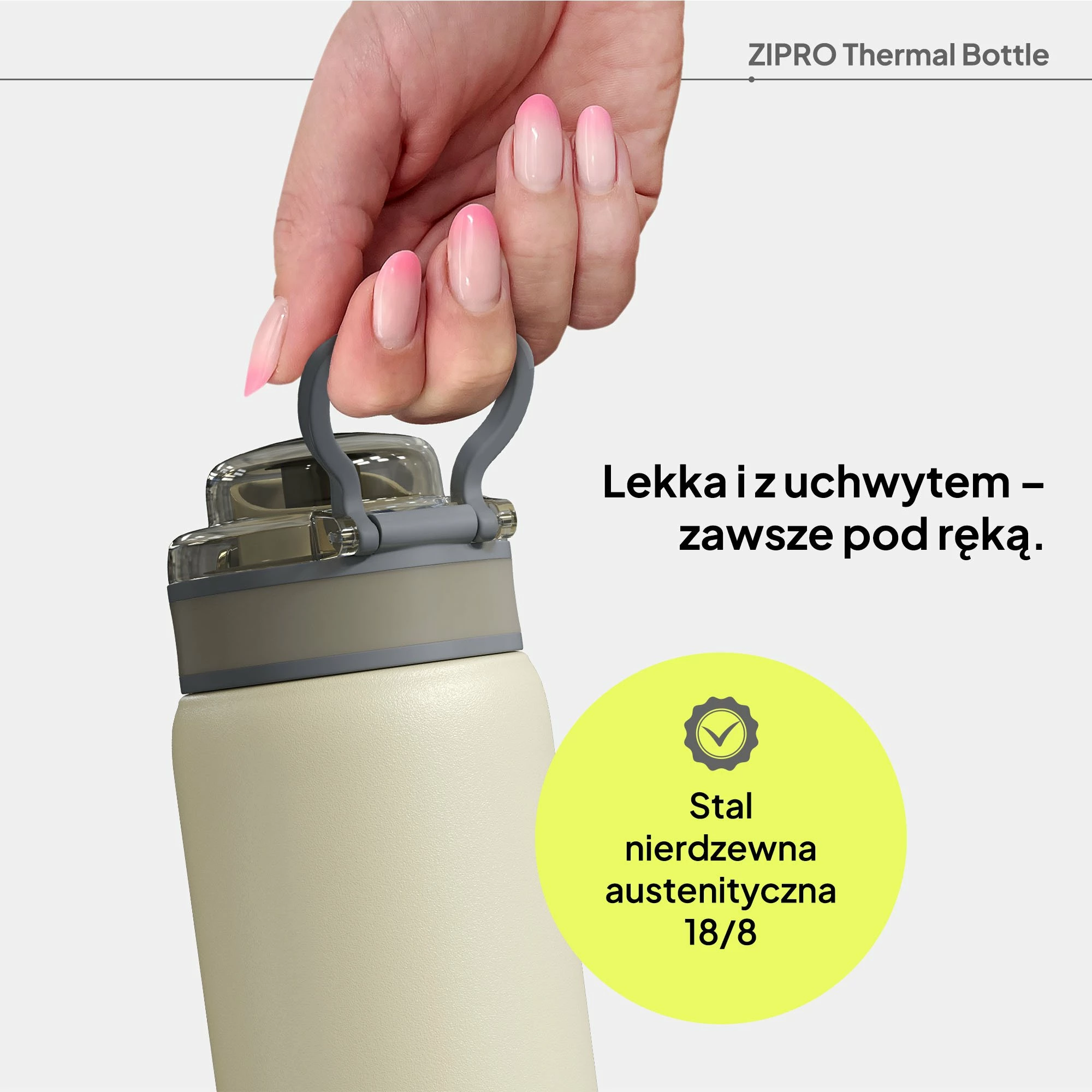Shishe termike Zipro 1000 ml inox 18/8, bezhë