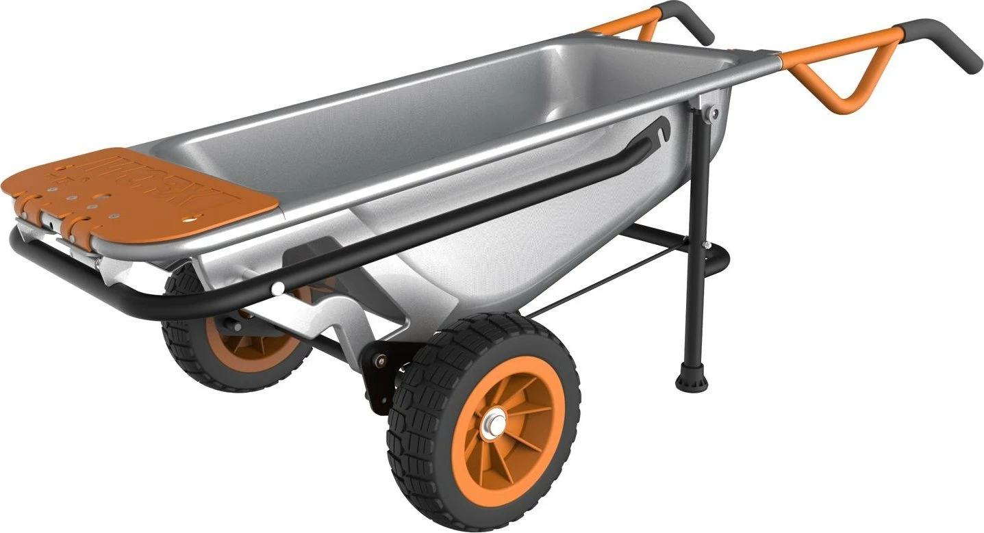 Karrocë dore Worx WG050 110 L 140 kg dy rrota, argjendtë
