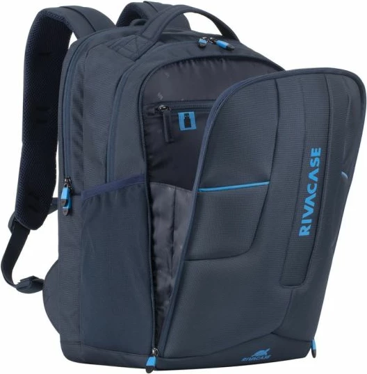 çantë shpine gaming për laptop RIVACASE 7861 17.3\", 28L, me portë USB, rezistente në ujë, blu e errët