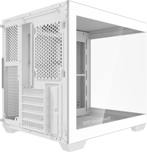 Kasë, Darkflash C275P, Mini Tower M-ATX/ITX, panoramike 270° me xham të temperuar, pa ventilatorë, e bardhë
