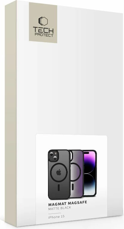 Mbështjellës Tech-Protect MagMat MagSafe për iPhone 15, Gjysem-transparent, Zi