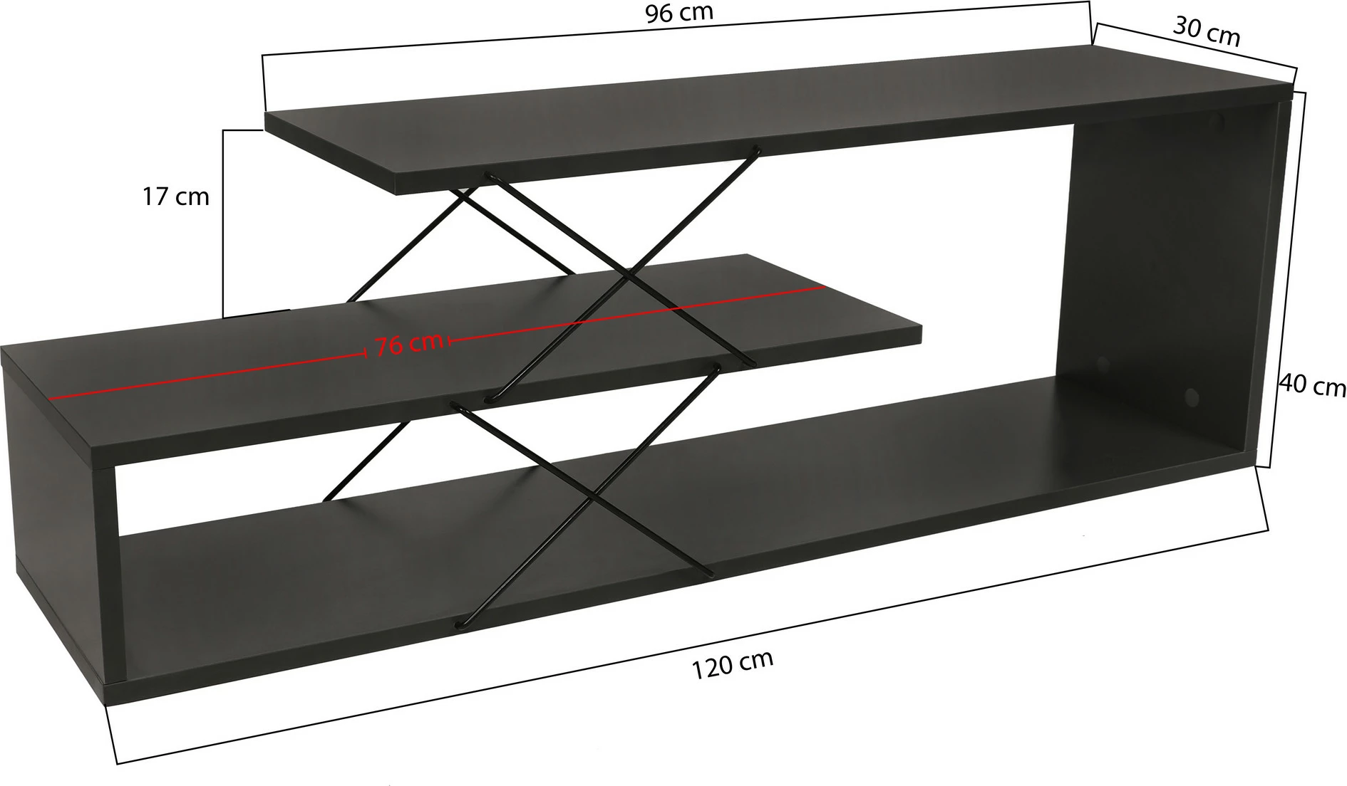 Komodë TV Hanah Home, Zigzag, ngjyrë antracit