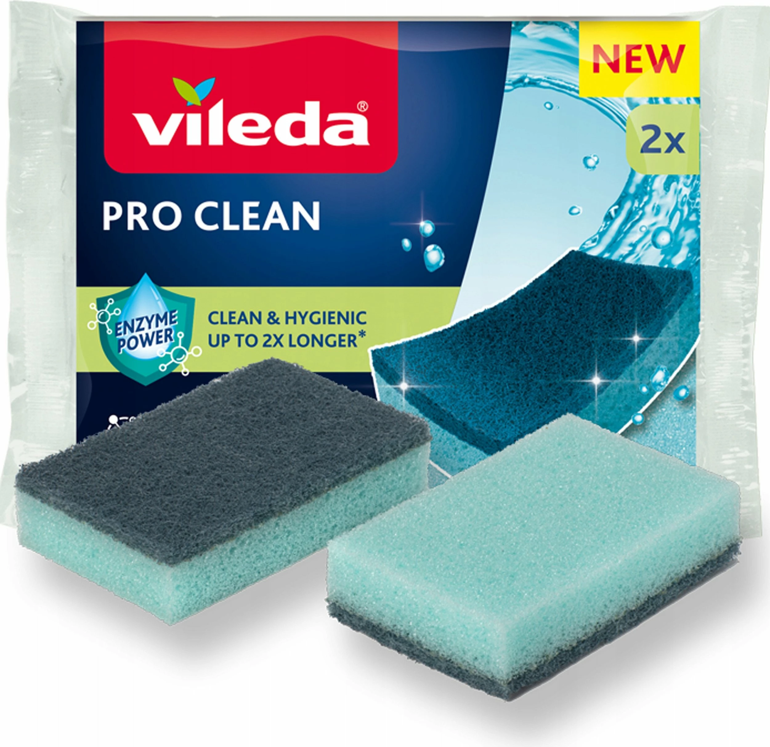 Sfungjer kuzhine Vileda Pro Clean me enzima, super-absorbues, 2 copë
