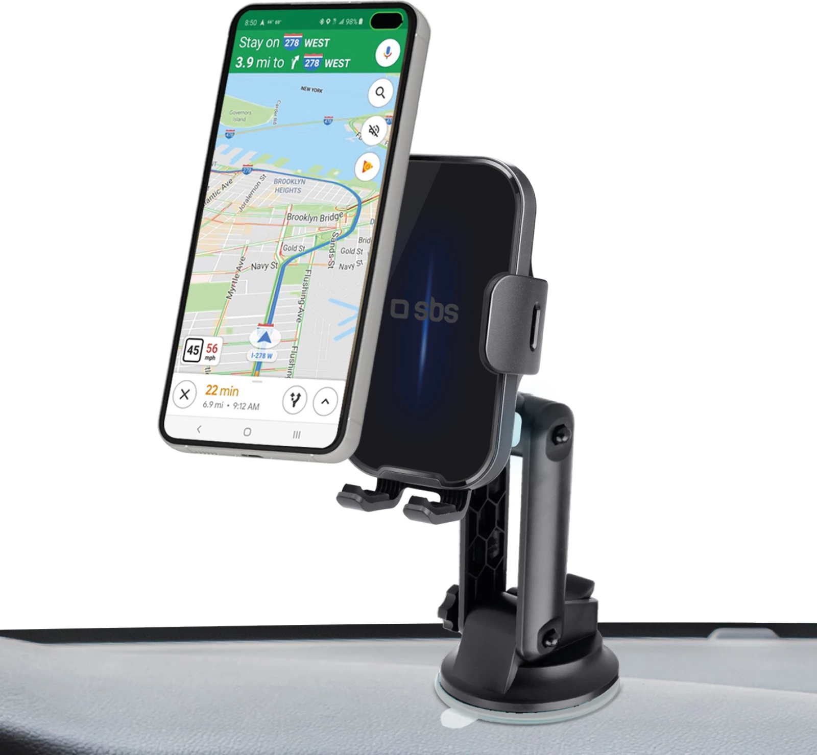 Mbajtës telefoni me karikim wireless SBS TESUPEXTWIR15W, 15W, i zi