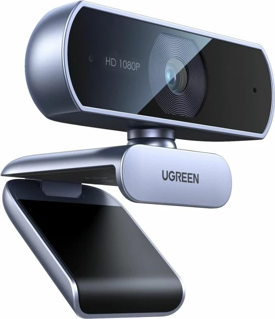 Webcam UGREEN 15728 Full HD 1080P 30fps, dy mikrofonë, FOV 85°, kabllo 2m, zezë/argjendtë