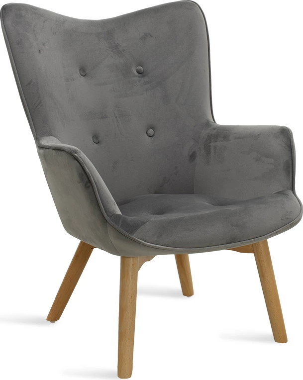 Fotel Kido kadife ngjyrë argjendi-gri