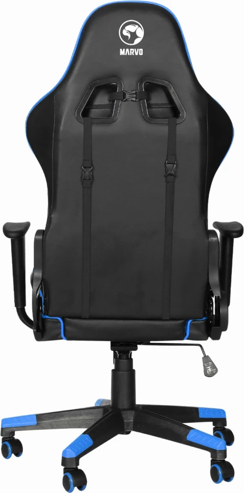 Karrige gaming Marvo CH-106BL, 180° recline, deri 150 kg, lëkurë PVC, e zezë/kaltër
