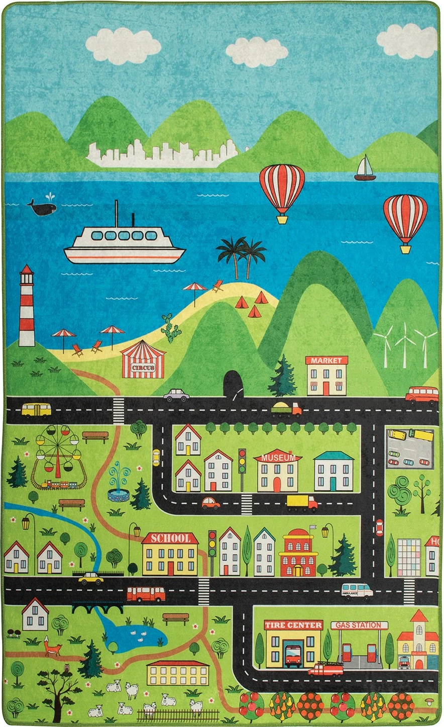 Qilim për fëmijë, shumëngjyrësh, 140x190cm, Conceptum Hypnose, Happy City
