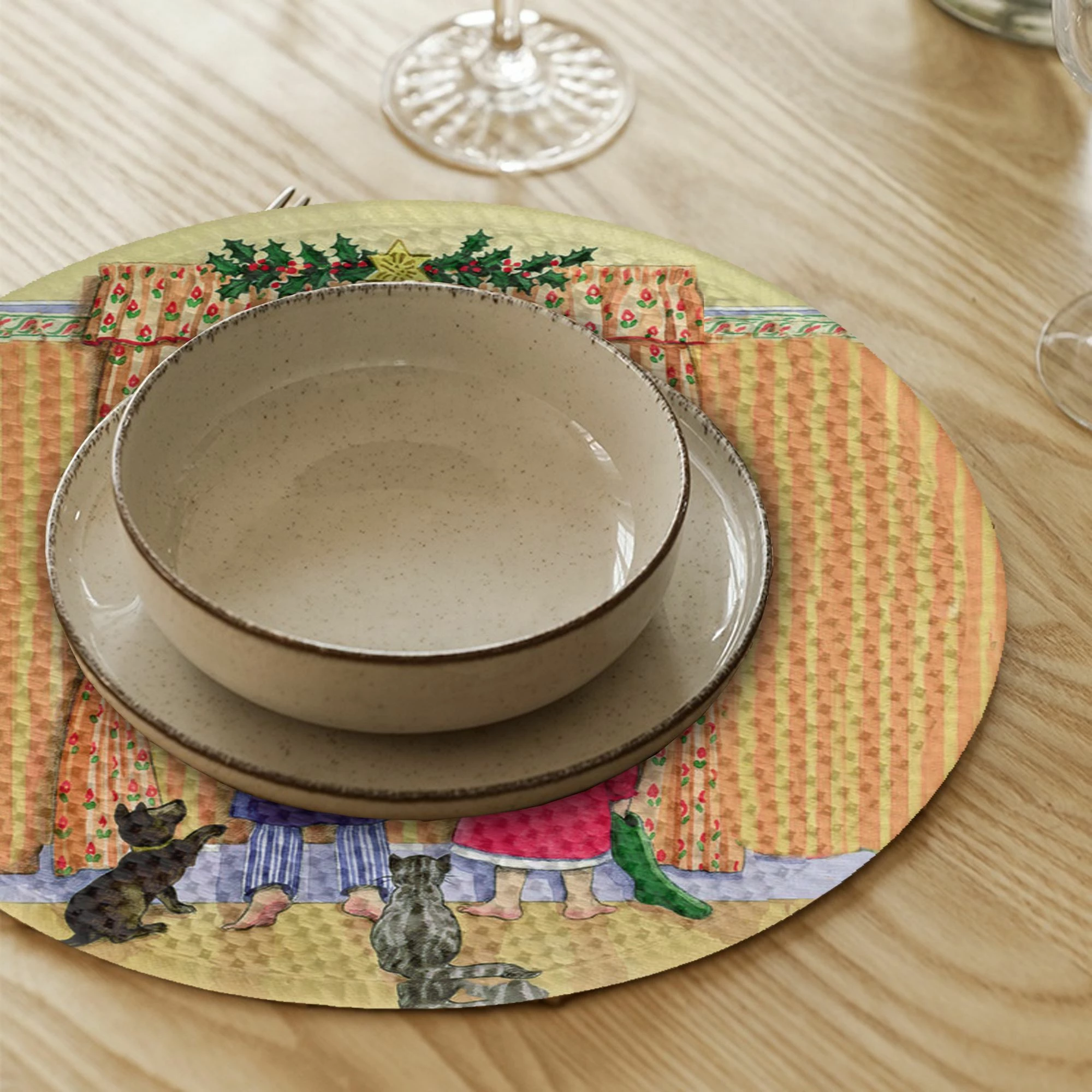 Set 4 copë mbulesa tavoline Hermia Concept, shumëngjyrëshe, 37cm