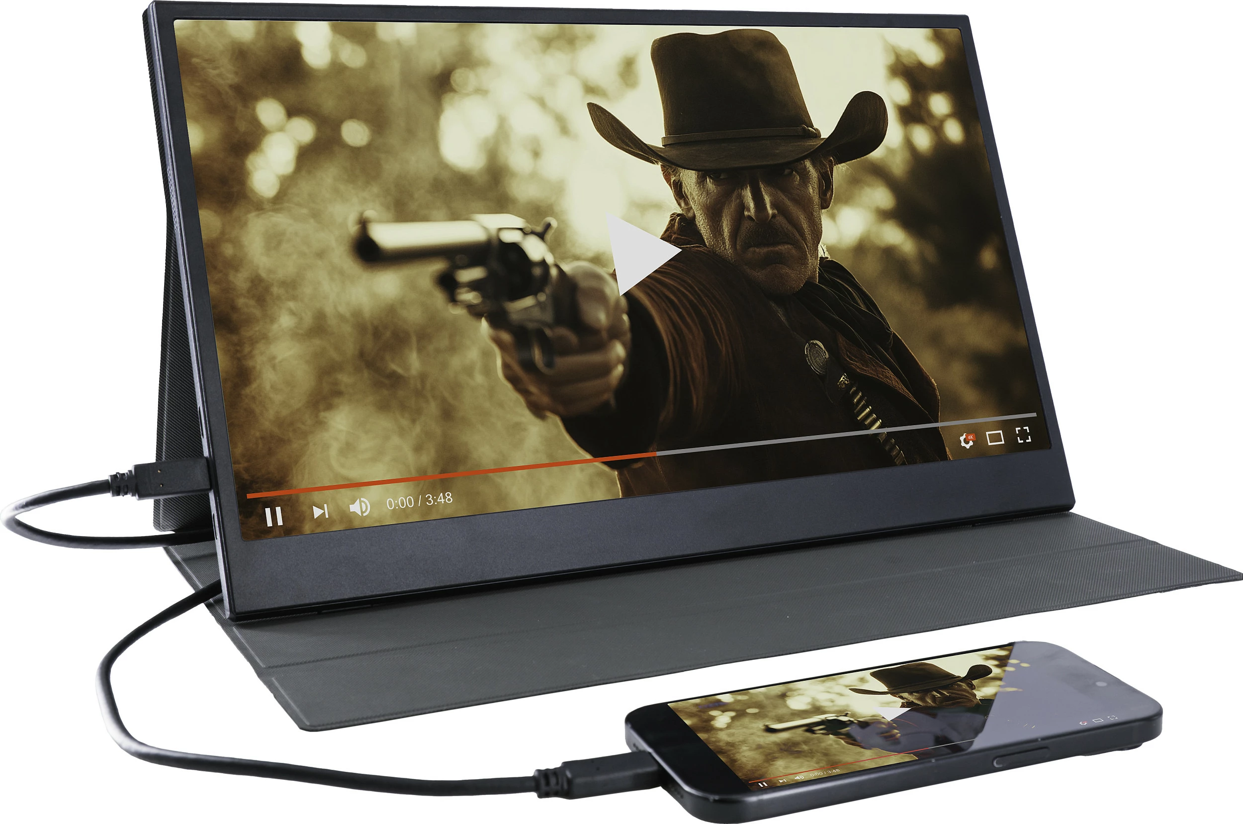 Monitor portativ Denver PMO-15604, 15.6", Full HD IPS, HDR, VESA, altoparlantë, gri e errët