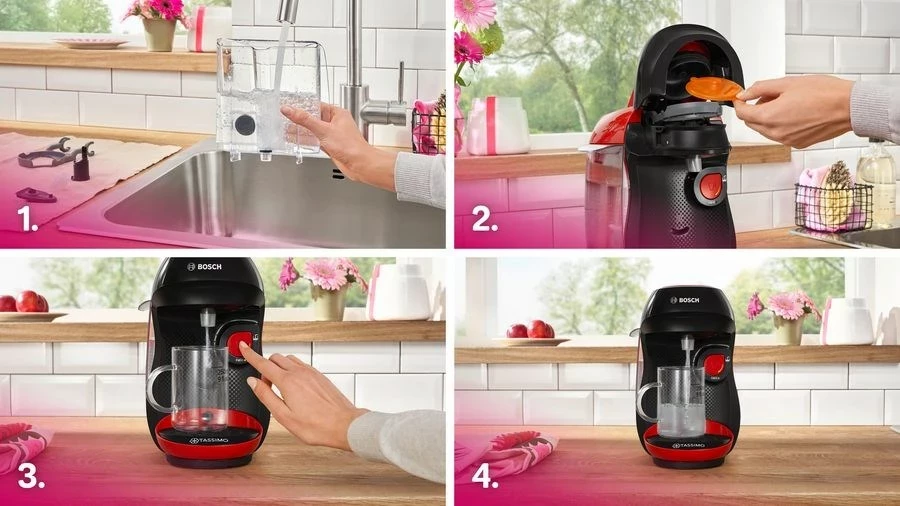 Makineri kafeje me kapsula Bosch Tassimo Happy TAS103E, 0.7L, e kuqe