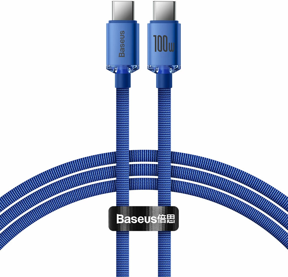 Kabllo USB-C në USB-C Baseus Crystal Shine Series CAJY000603, 1.2m, 100W, Blu