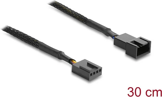 Kabllo zgjatëse ventilatori DeLOCK PWM 4-pin, 30 cm, e zezë