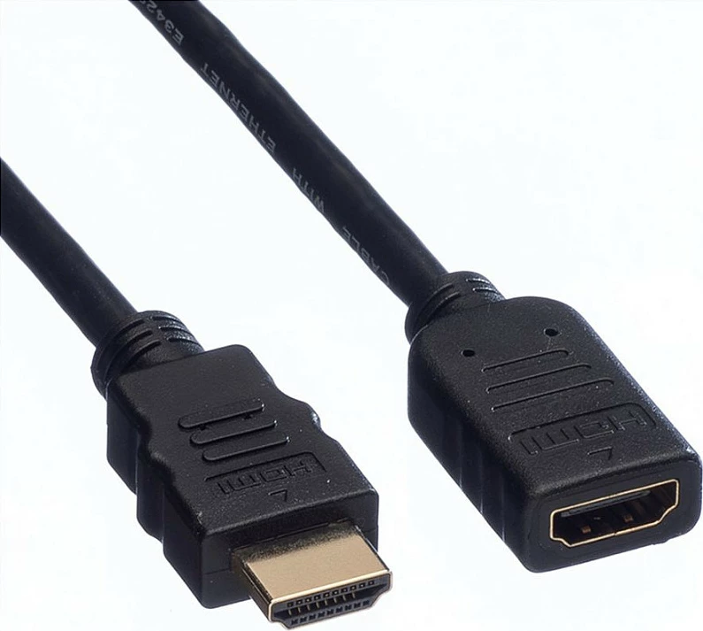 Kabllo HDMI VALUE High Speed me Ethernet, A mashkull-në-femër, 2 m, 4K@30Hz, e zezë