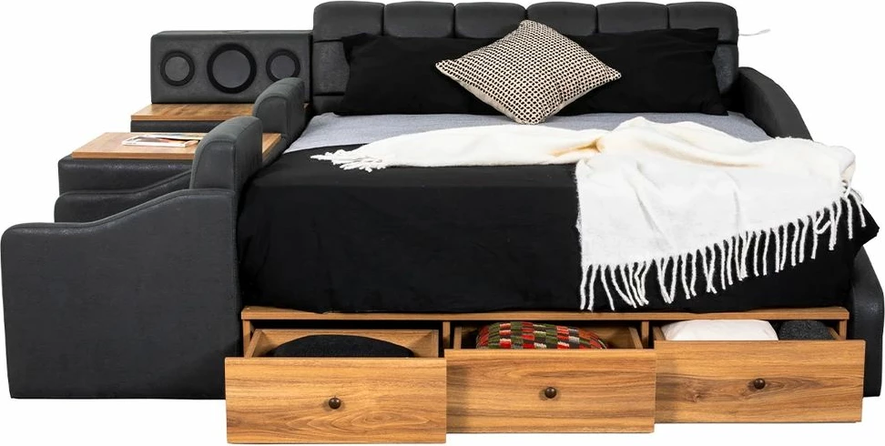 Krevat dopio Nina Smart, ngjyrë gri, Skye Decor