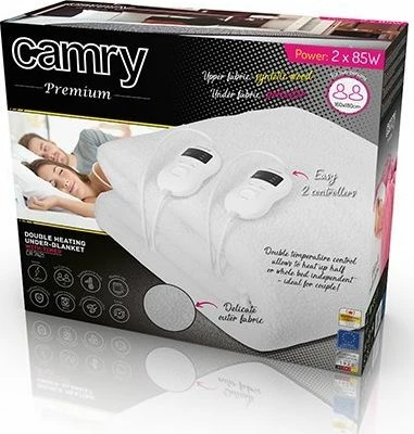 Batanije elektrike nën dyshek Camry CR 7421 160x180 cm me timer, e bardhë