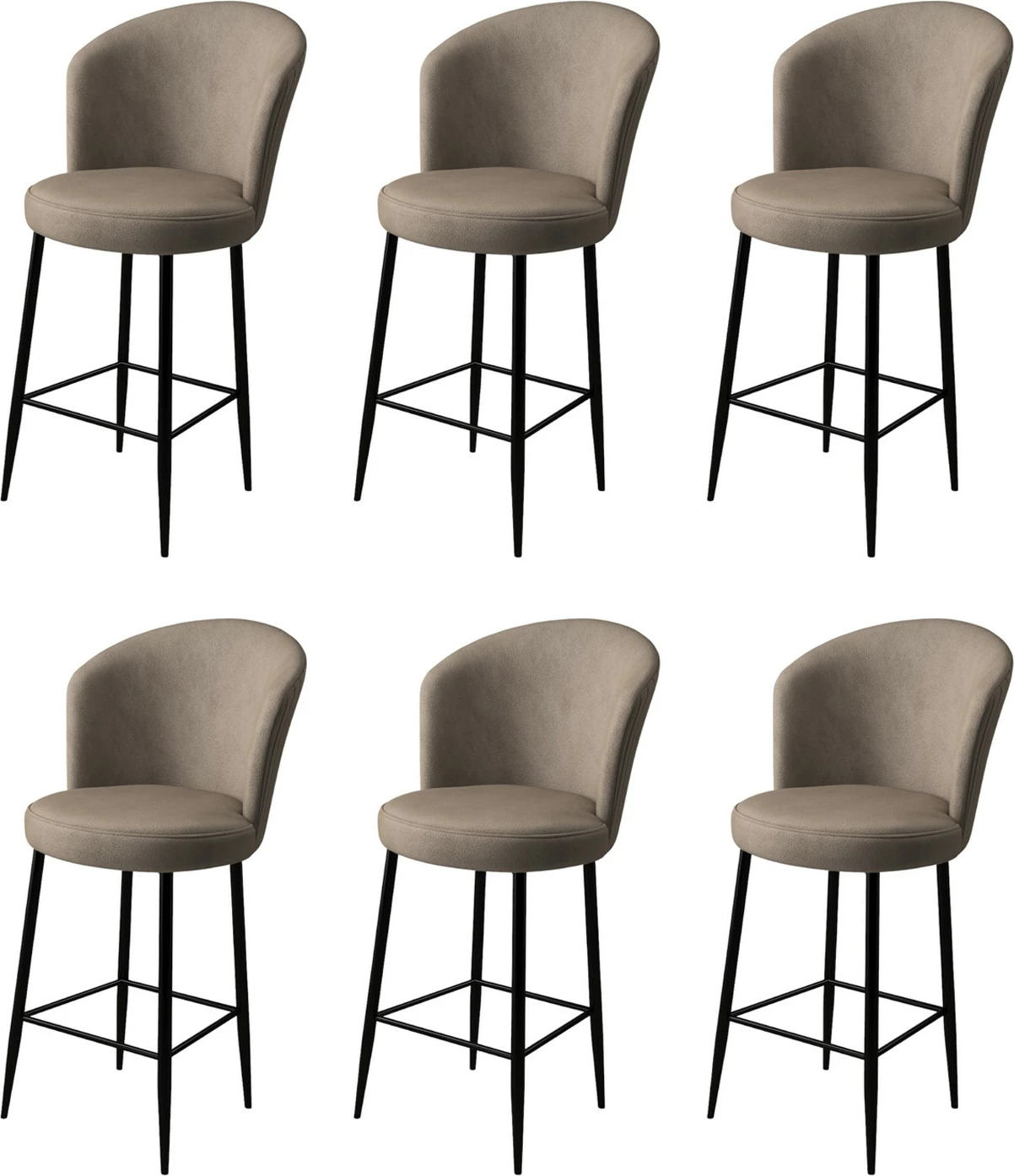 Set karrigesh për bar (6 copë), Hanah Home, Fora, kapuçino, e zezë