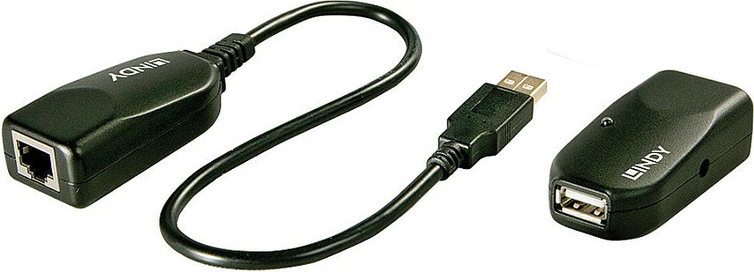 Zgjatues USB 2.0 LINDY LG-8311, deri 50m përmes Cat5e/Cat6, 480 Mbit/s, i zi