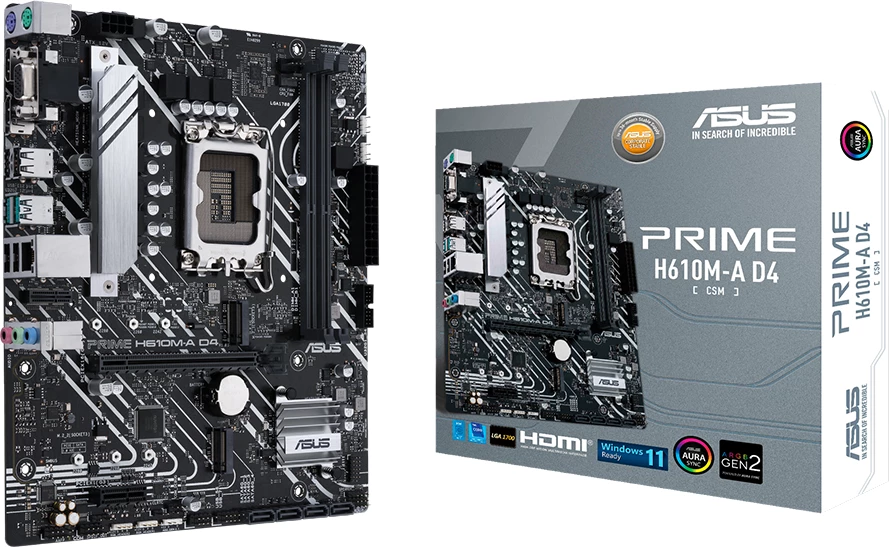 Pllakë amë ASUS PRIME H610M-A D4-CSM LGA1700 mATX, DDR4 2xDIMM, 2xM.2, 4xSATA, PCIe 4.0, 1GbE
