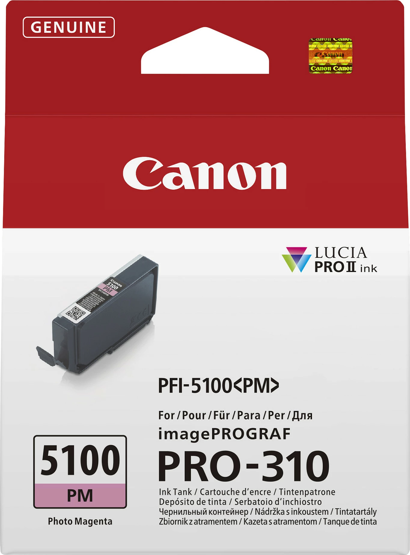 Kartrix boje Canon PFI-5100 PM, 14.4 ml, për imagePROGRAF PRO-310, Photo Magenta