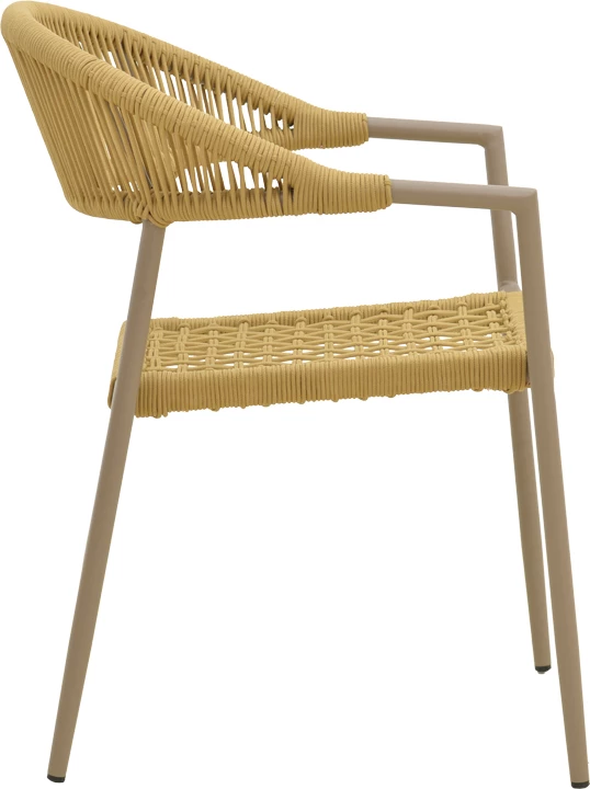 Karrige me krahë e grumbullueshme Ammos, alumin, ngjyrë moka-litar natyral, 57x61x82cm