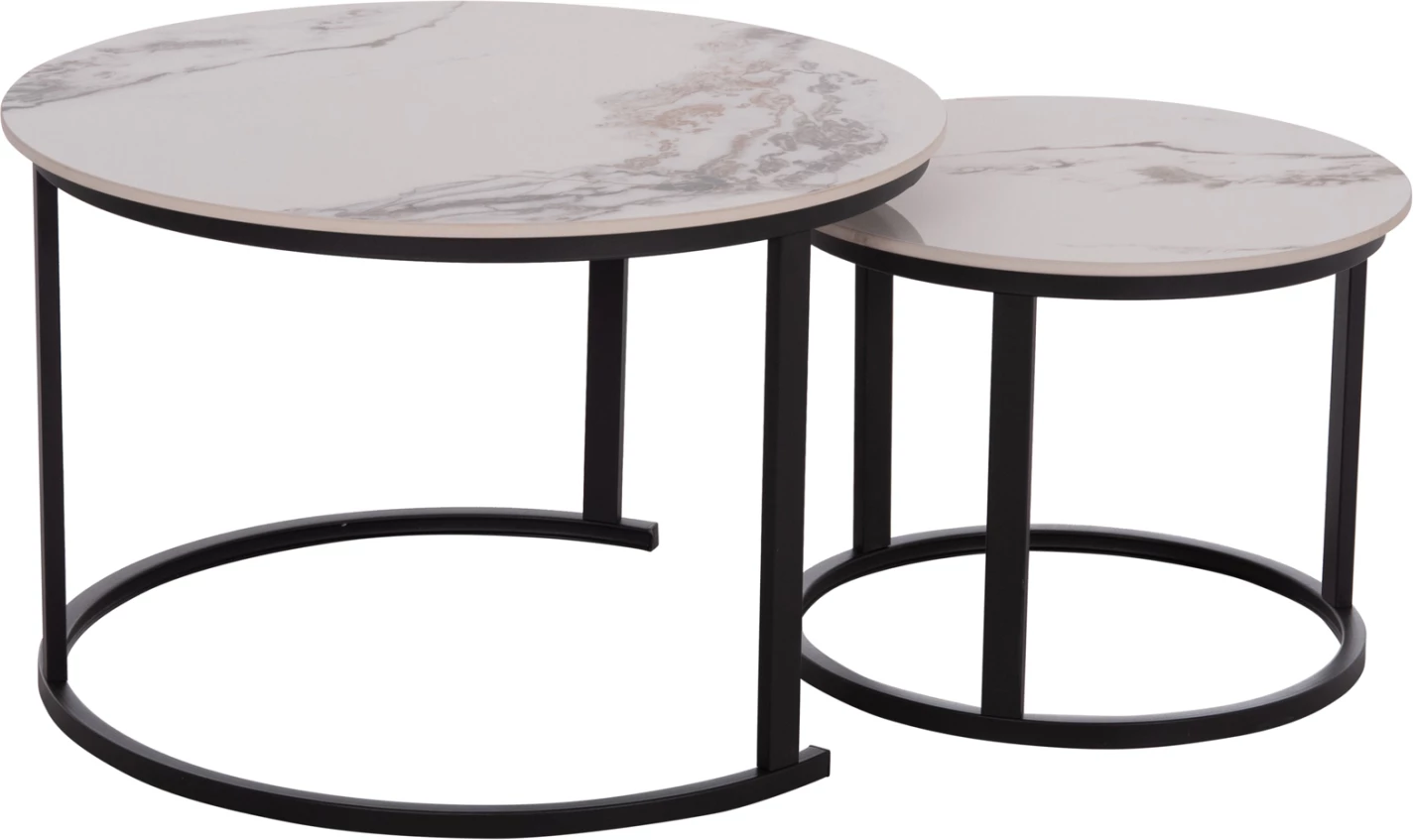 Set tavolina kafeje 2 copë TALOS, mermer i bardhë me damarë kafe, FH18140.03, 70x45.5cm