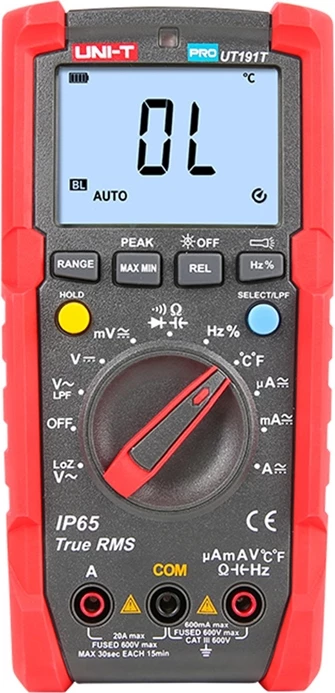 Multimetër dixhital profesional, UNI-T, UT191T, True RMS 6000 counts, 600 V 20 A, IP65, matje temperature