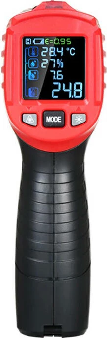 Termometër infrakuq (pirometër) Habotest HT651D, D:S 12:1, -50°C–800°C, termoelement K, matje lagështie & pikë vese