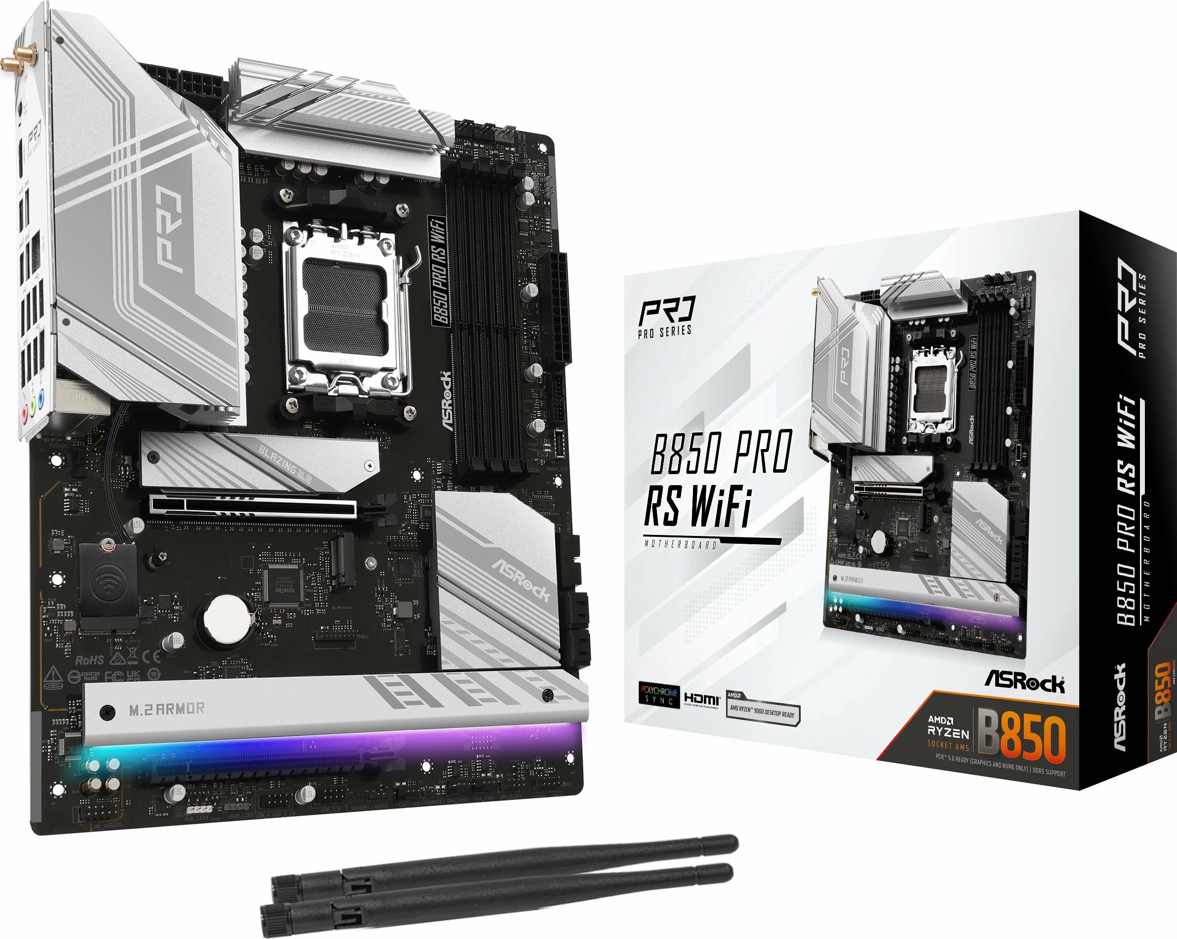 Pllakë amë ASRock B850 PRO RS WIFI, ATX, DDR5, Wi‑Fi 6E, Bluetooth