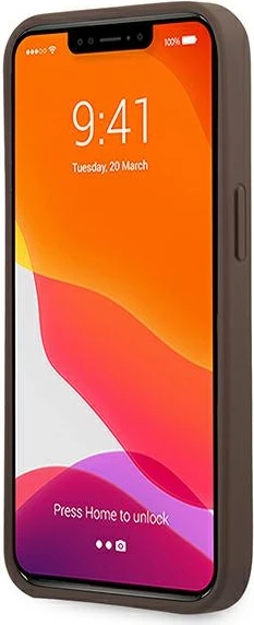 Mbështjellës Guess 4G Big Metal Logo për iPhone 13 Pro Max, Kafe