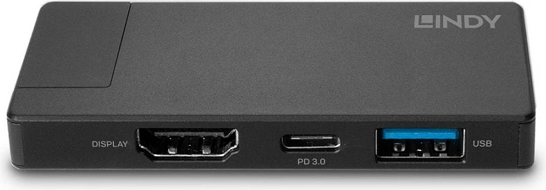 Docking station USB-C LINDY DST-Micro, 4K HDMI, USB-A 5Gbps, USB-C PD 60W, e zezë