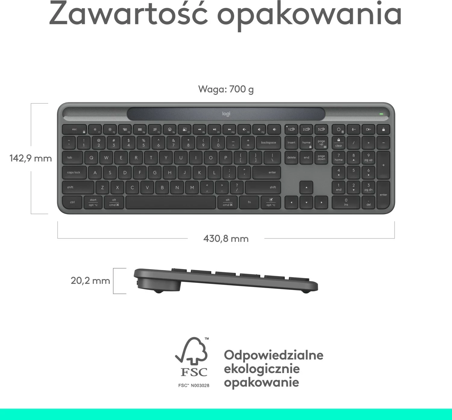 Tastierë Logitech Signature Slim Solar+ grafit