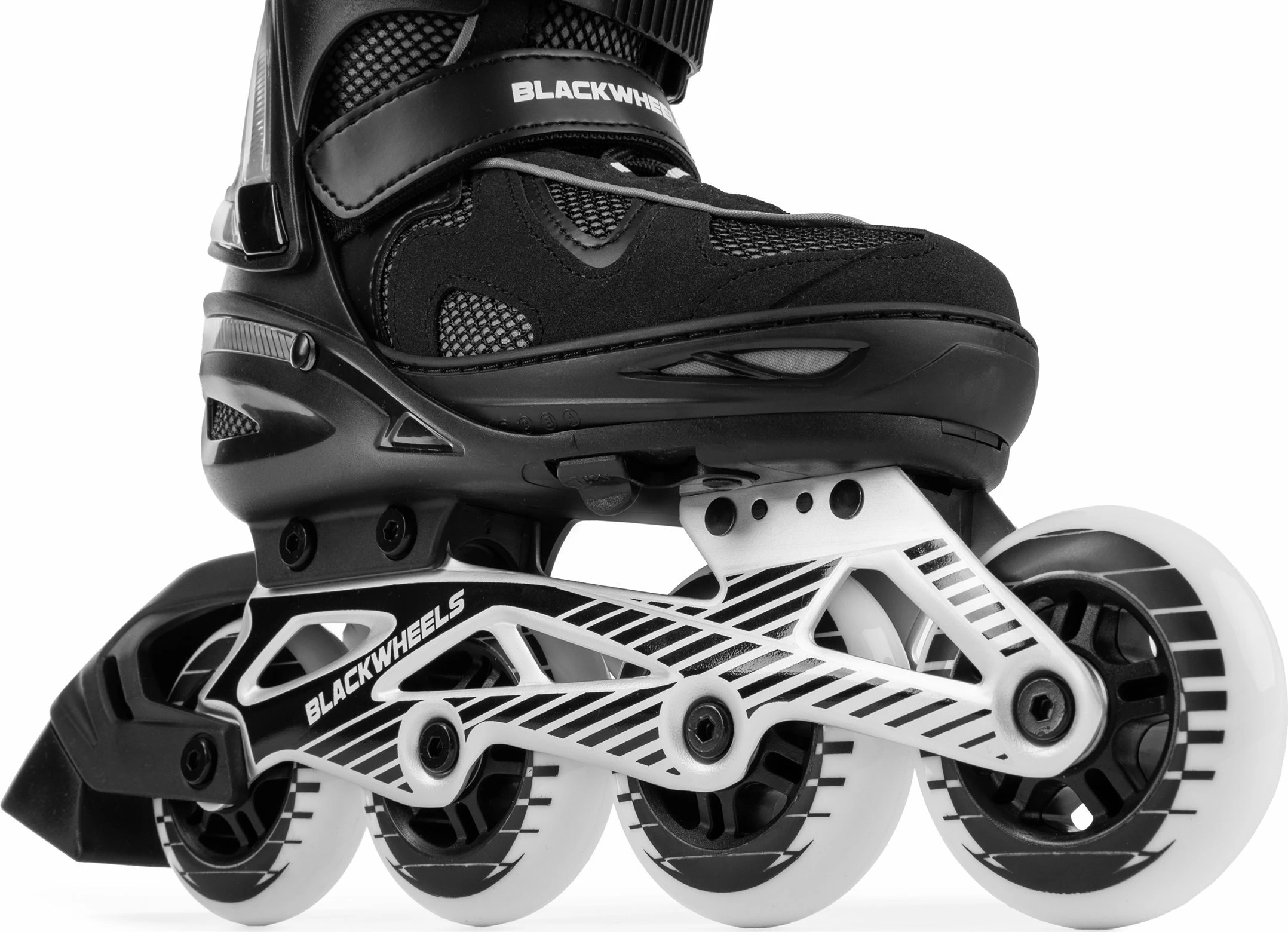 Patina inline Blackwheels Flex Pro të rregullueshme 38-41, 4 rrota 84 mm, ABEC 7, me fren, të zeza