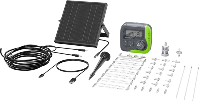 Kit ujitje solar, RainPoint IK15P, për 15 bimë, panel 5 W, bateri 2000 mAh, IPX4, gri/jeshil